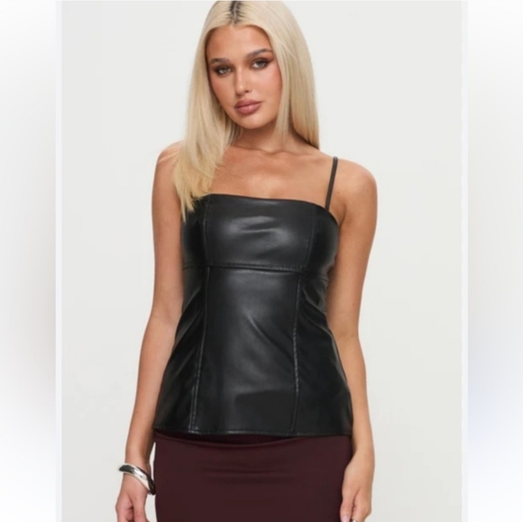 NWT Princess Polly Faux Leather Top Size 12 - Picture 2 of 7